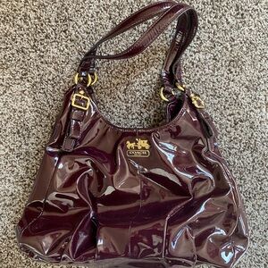 Coach Patent Leather Shoulder Bag in Deep Burgundy/Purple